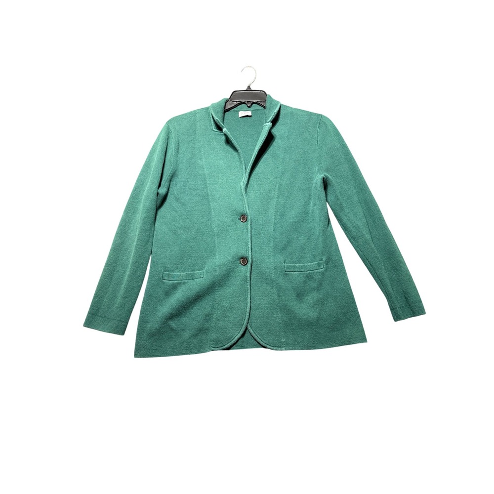 J. Crew Sweater Blazer Womens Medium Green Excellent Cotton Knit G9309‎